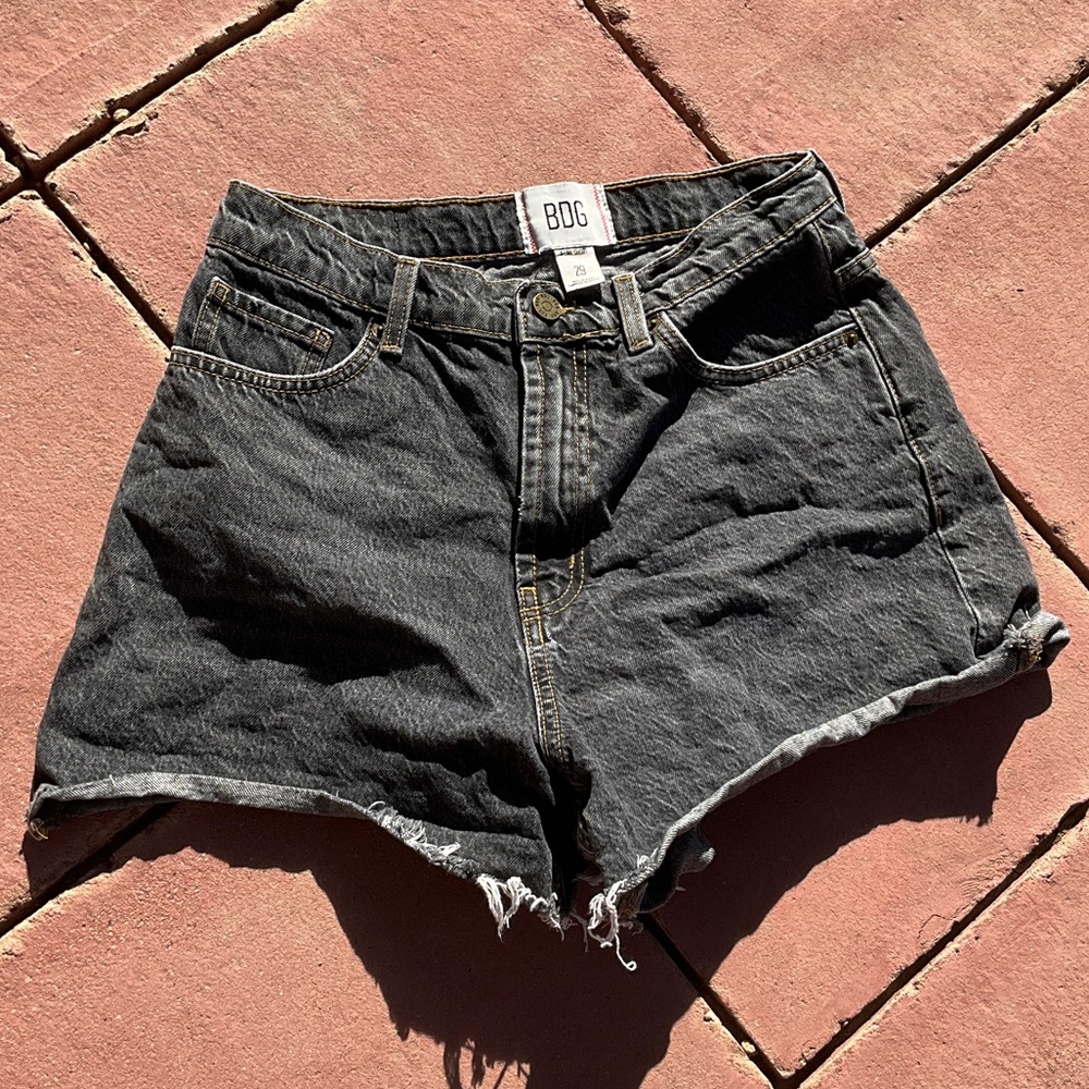 BDG Faded Black High-Rise Denim Cutoff Shorts
